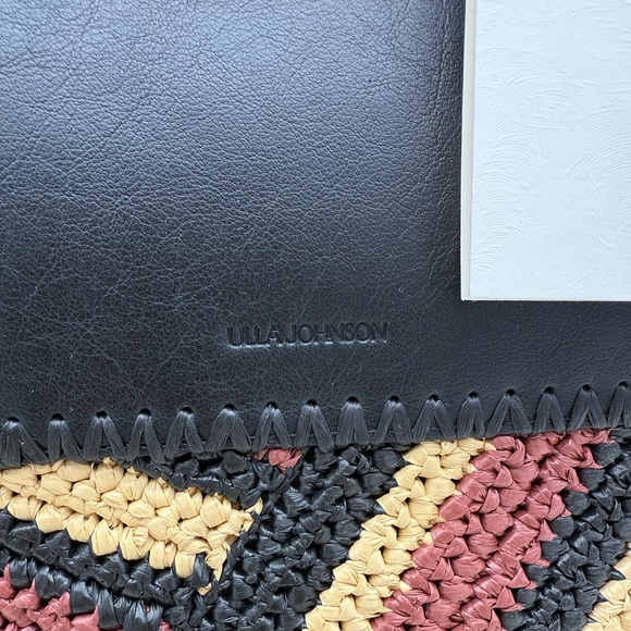 Ulla Johnson Lali Large Striped Raffia Tote Bag Black Tan - Picture 3 of 15